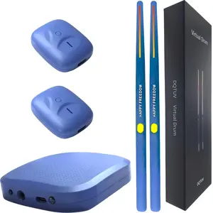 Air Drumsticks Portable Electric Drumsticks with Drumsticks Pedals Drum Set with 8 Sounds 3D Motion Sensing RGB Smart Electronic Drum Set Machine for Beginners Adults Kids Gift