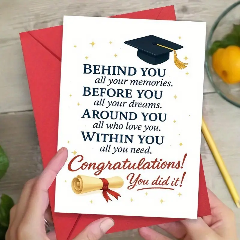 1PC Funny Graduation Card with Envelope, Congratulations Card, Graduate Cartoon Design, Inspirational Message, Perfect Gift for Daughter, Son or Friend, Milestone Celebration, Playful Design, graduation season gift, Custom Message Card