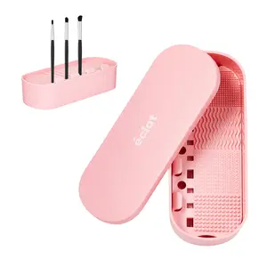 éclat 4-in-1 Makeup Brush Cleaner Mat & Organizer Case - Portable Deep Cleaning Bowl, Drying Rack & Cosmetic Tool Storage for Brushes, Sponges & Puffs