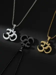 Classic Buddha Yoga Om Symbol Pendant Necklace for Men, Stainless Steel Prayer Jewelry, Unisex Spiritual Accessory