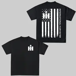 180g US Flag T-Shirt US Farm Equipment Graphic Tees Shirt For Farmers X-mas Gift