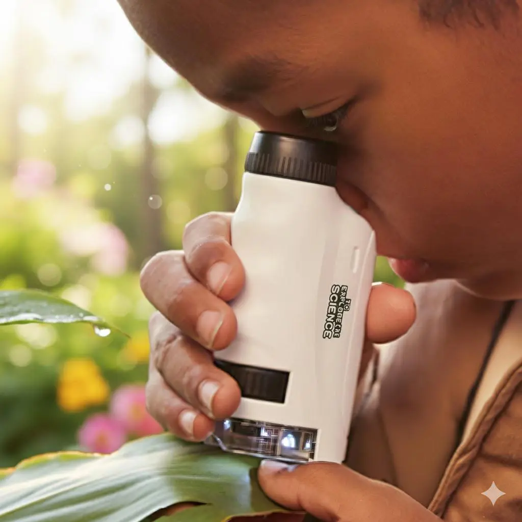Portable Kids Microscope - 120X Handheld Magnifier for STEM Learning ...