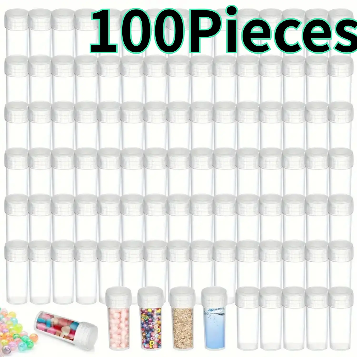 100Pcs 0.16oz Small Plastic Bottles - Home Improvement Organiser Tin Canister for Medication, Crafts, Jewellery Storage