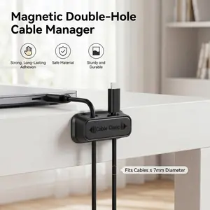 12-Pack Magnetic Double-Hole Cable Manager – 3 Pieces per Color (4 Color Options), Punch-Free Installation with Nano Adhesive, Perfect for Data Cables & Headphone Cables