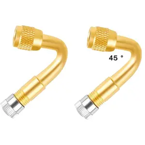 2-Pack Metal Valve Stem Extenders, 45/90/135 Degree Universal Tire Valve Stem Extension Brass Adaptor Compatible for Passenger Cars, Stroller, Bicycles, Motorcycles, Trailers