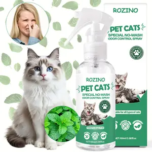 ROZINO 100ml Cat-Specific No-Rinse Deodorizing Spray for Effective Odor Control & Easy Use - Cat-Friendly Formula for Fresh Home