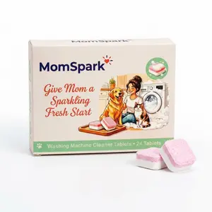 MomSpark Washing Machine Cleaner Tablets 24 Pack – Removes Pet Hair, Mold & Odors for Fresh Clean HE Front Load & Top Load Washers