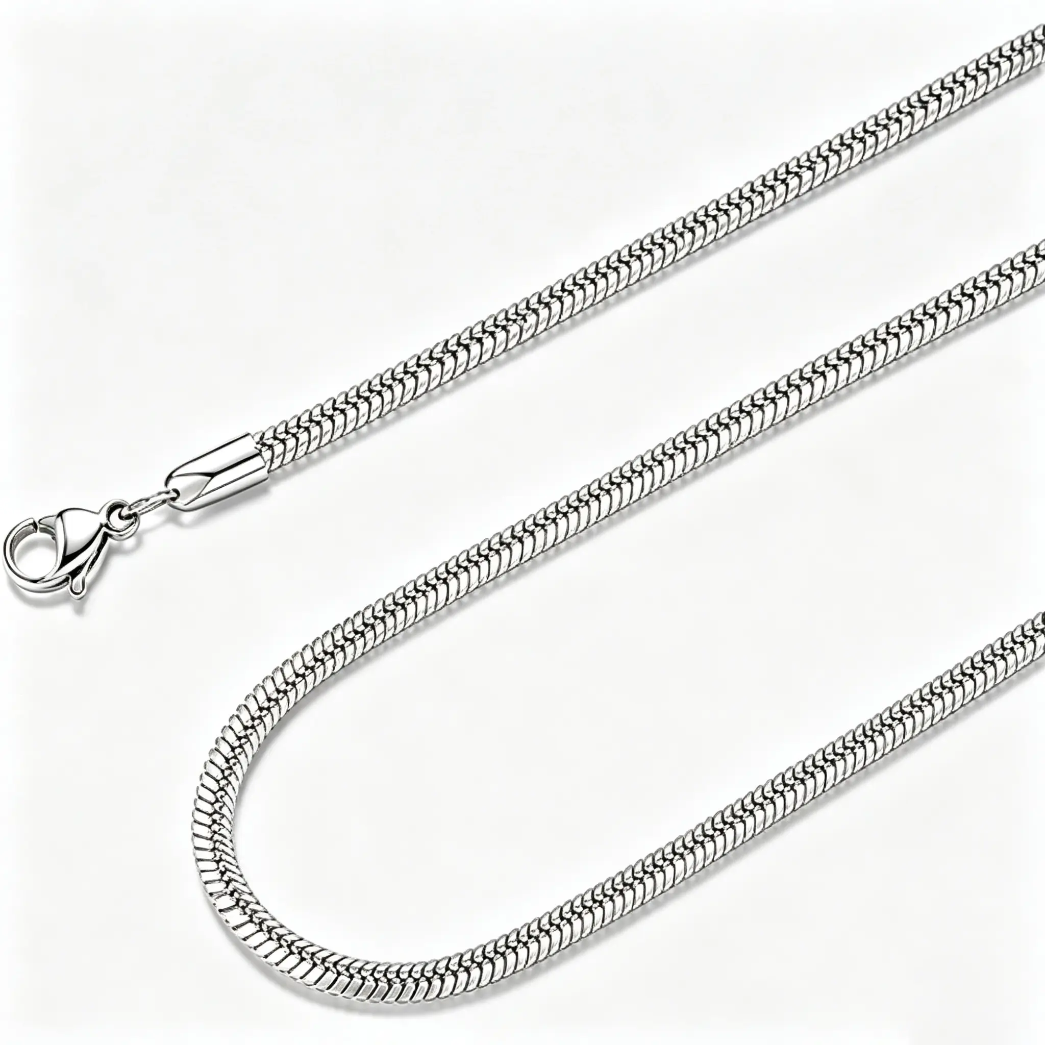 2mm Silver Chain Necklace, Unisex Stainless Steel Diamond Cut Square Snake Design, Stylish Everyday Jewelry - 50cm, Stylish Accessories, Silver Necklaces, Chains, Snake Pattern