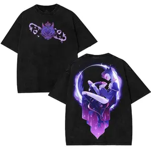 Blitzo x Stolas- Helluva Boss, Hazbin Hotel Wash T-Shirt,Hazbin Washed Shirt, Comic Shirt, TV Show Shirt graphic tees Menswear Top Cotton Fabric lover streetwear