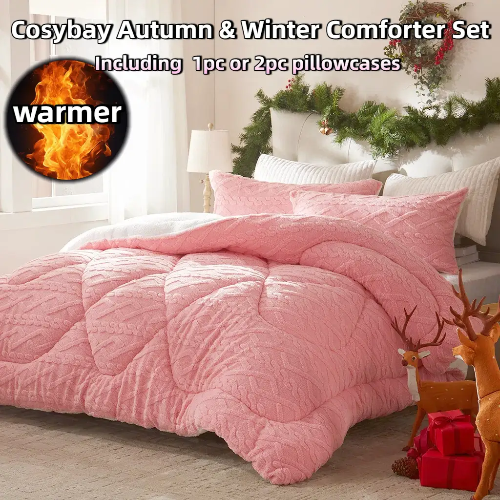 Cosybay Halloween Plush Sherpa comforter set Queen size(Twin size:2pcs),Heavyweight holiday bedding set,Cozy thick Snowflake comforter for Christmas,L