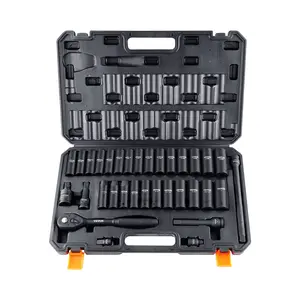 VEVOR 1/2" Drive Impact Socket Set,  33 Piece Socket Set SAE 3/8"-1" and Metric 10-24mm, 6 Point Cr-V Alloy Steel for Auto Repair, Easy-to-Read Size Markings, Rugged Construction, Includes Storage Case