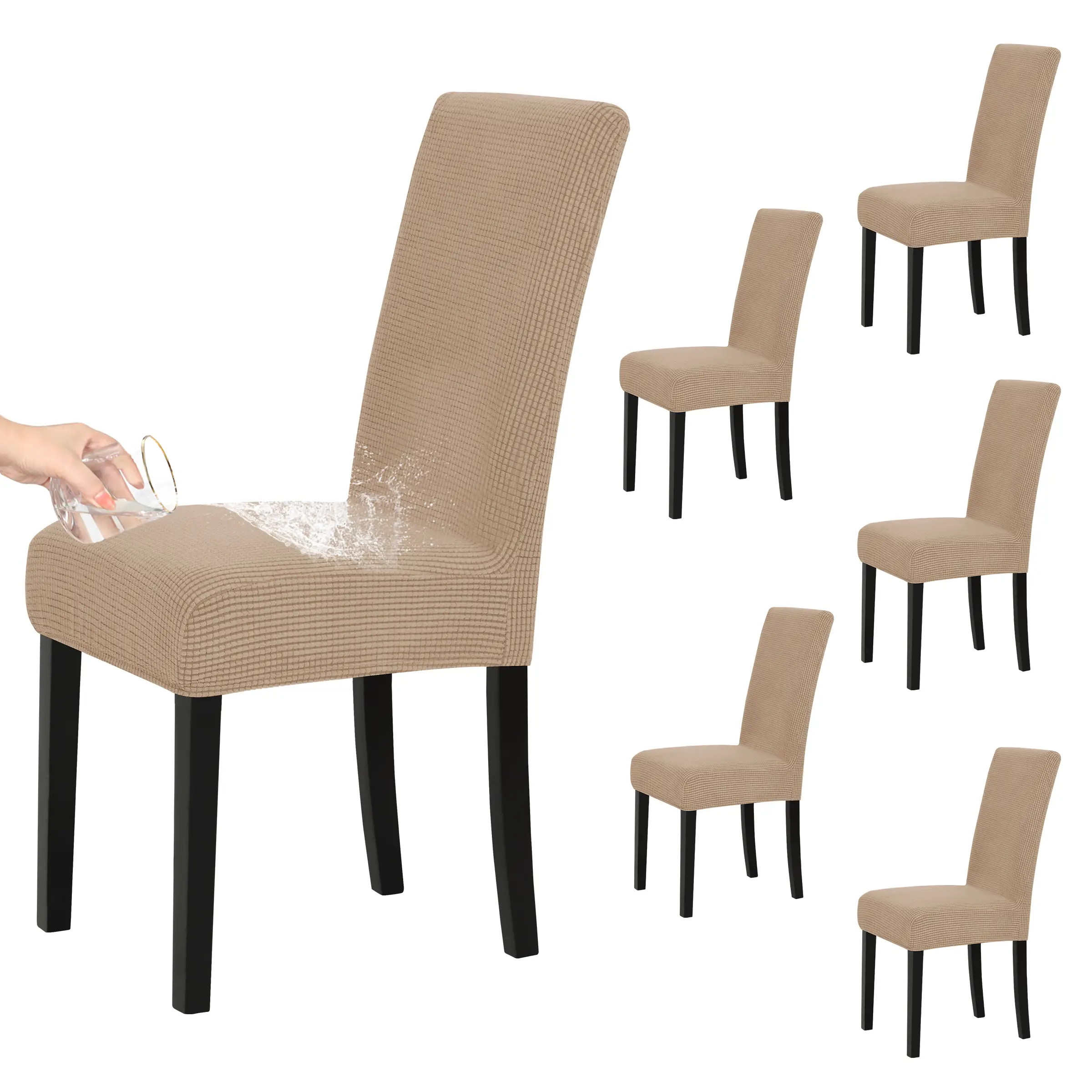 Easy-Going 100% Waterproof Dining Room Chair Cover Set of 2, 4, 6, 8, Stretch Jacquard Parson Chair Slipcover Removable Washable Chair Protector for H