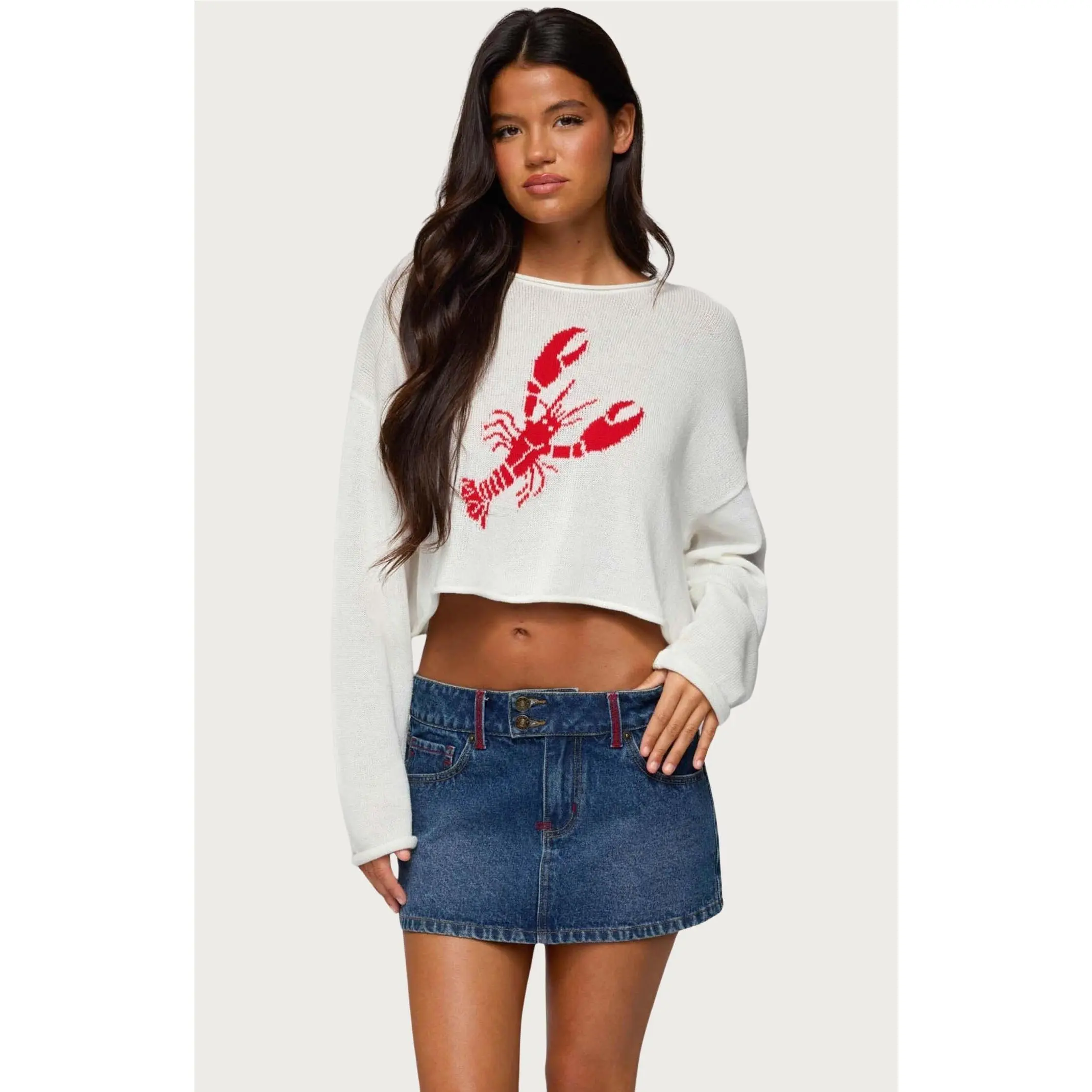 Edikted Women's Lobster Babe Oversized Knit Top Edikted Women's Lobster Babe Oversized Knit Top