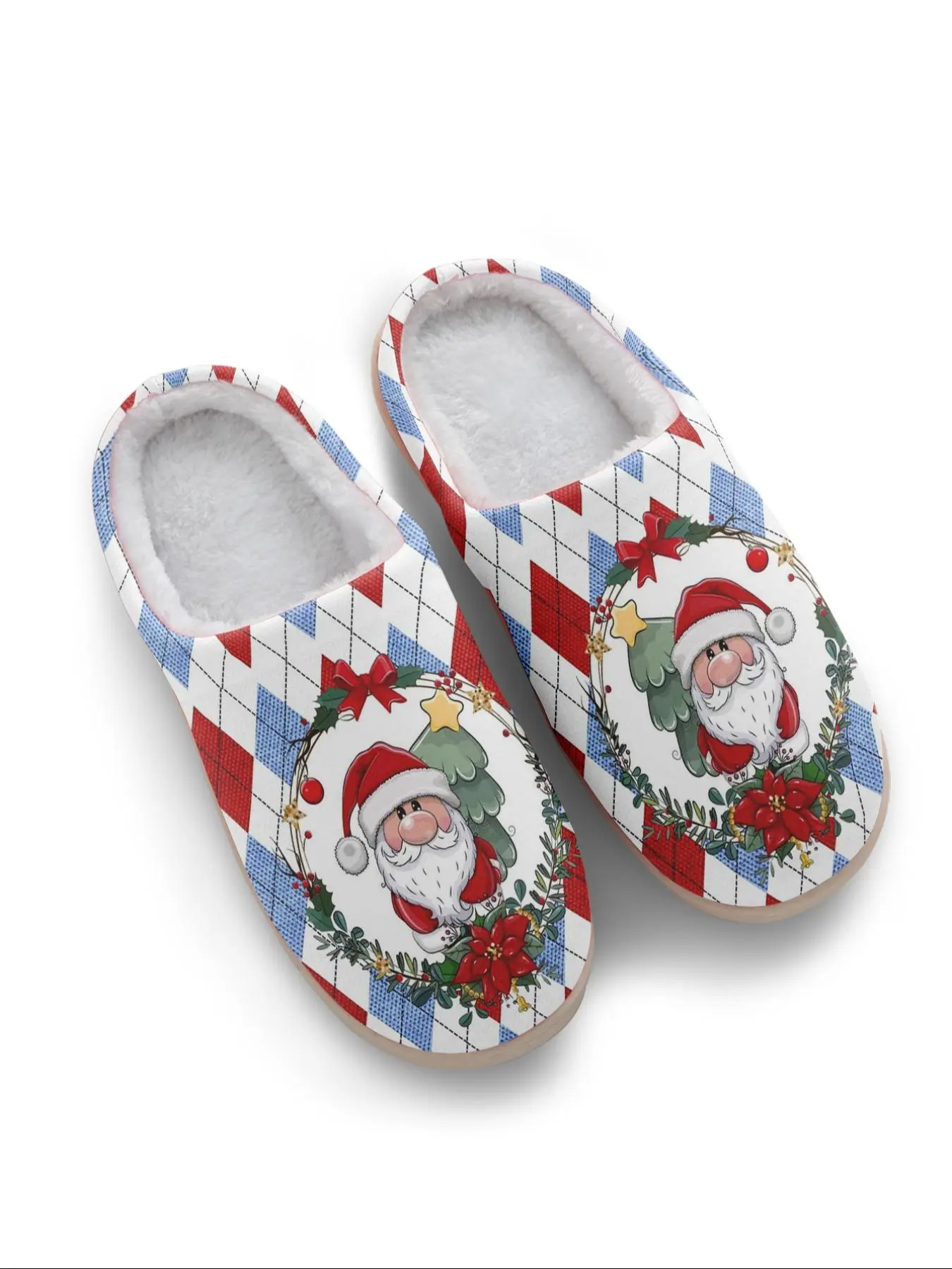 Women's Christmas Themed Santa Claus Pattern Slippers, Casual Soft Comfortable Home Slippers, Warm Slippers for Indoor & Outdoor Use for Fall & Winter
