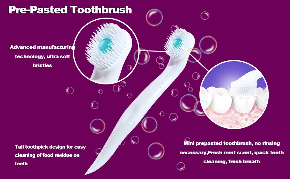 48 Count Disposable Travel Toothbrushes 3-in-1 Pre-Pasted Mini Toothbrush with Toothpick & Floss, No Water Needed, Individually Wrapped Ready-to-Go Oral Care Kit, Mint Flavor Fresh Breath On the Go, Perfect for Travel, Work, Camping, Dates & Family Use