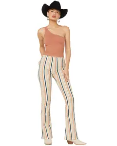 Rock & Roll Denim Women's And Striped Pull On Flare Jeans - Wph3504