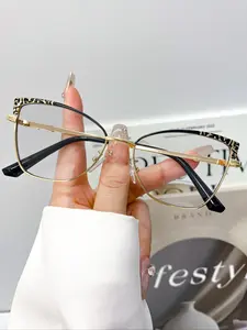 New Fashion Retro Cat Eye Glasses, High Quality Metal Frame, Unisex Casual Daily Wear, Simple Versatile Decorative Eyewear