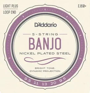 D'Addario EJ60+ 5-String Banjo Strings, Nickel, Light Plus, 9.5-20