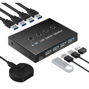 USB 3.0 Switch 4 Computers 3 Computers Keyboard Mouse,4 Port USB Switch Selector Sharing 4 Devices (USB3.0-4IN4OUT)