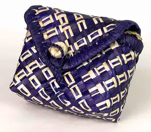 Small Colorful Handwoven Pandan Straw Box Purse