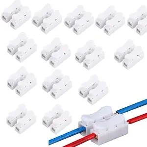 Push Quick Wire Cable Connector, 50pcs 5A 220V 2 Pin Push-in Spring Loaded Electrical Connectors for Lighting Electrical and Automotive Wiring Electricity