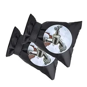 Enlarge Outdoor Faucet Cover for Winter Freeze Protection, 3M Thinsulate, 8.3”H x 6”W Hose Bib Covers for Wall Taps Outside, Waterproof & Frost Free Insulated Spigot Cover, 2 Pcs Faucet Socks - Black