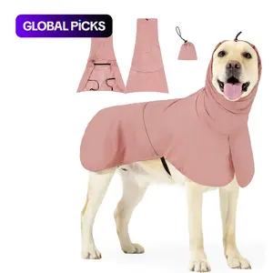 Dog Sun Rain Jacket 2 in 1 - UPF 50+ UV Protection Waterproof Dog Coat with Reflective Strip Back Leash Hole Adjustable Hood Portable Pet Raincoat for Small Medium Large Dogs S-XXXL