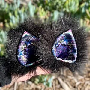 Kaleidodope UV Reactive Original Faux Fur Clip-On Ears
