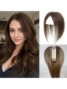 Virgin Human Hair Toppers for Women, 4x13cm Hairline Topper, Durable Weightless Cover, Wide Hairpart, Bleachable Dark Blonde Color
