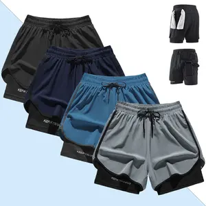4-pack,Men’s quick-dry fitness shorts,  featuring hidden pockets and a portable towel; breathable, comfortable, stylish training shorts suitable for hiking, running, basketball, soccer, tennis, and gym workouts; made from lightweight, moisture-wicking fab