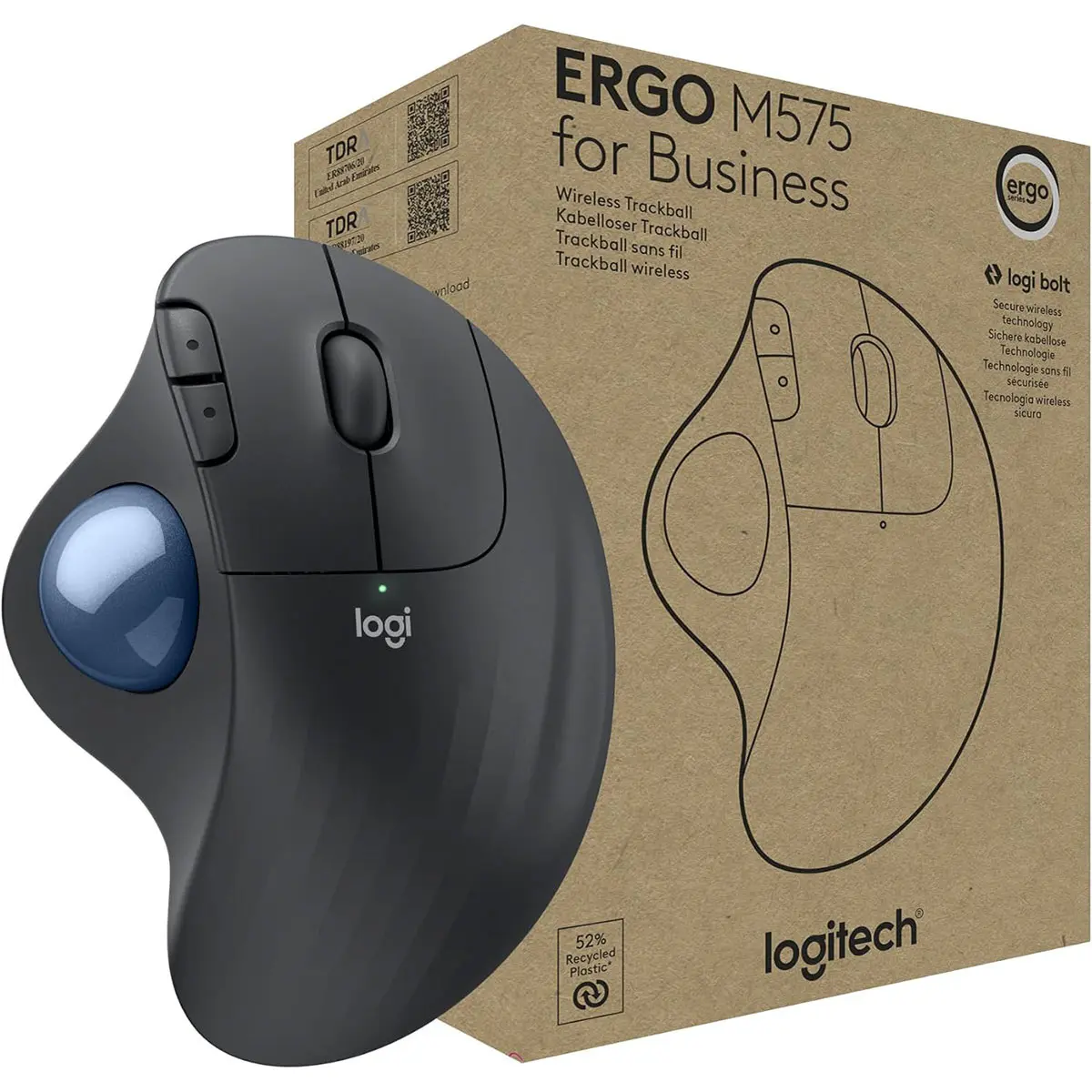Logitech Ergo M575 Wireless Trackball Mouse for Business, Graphite