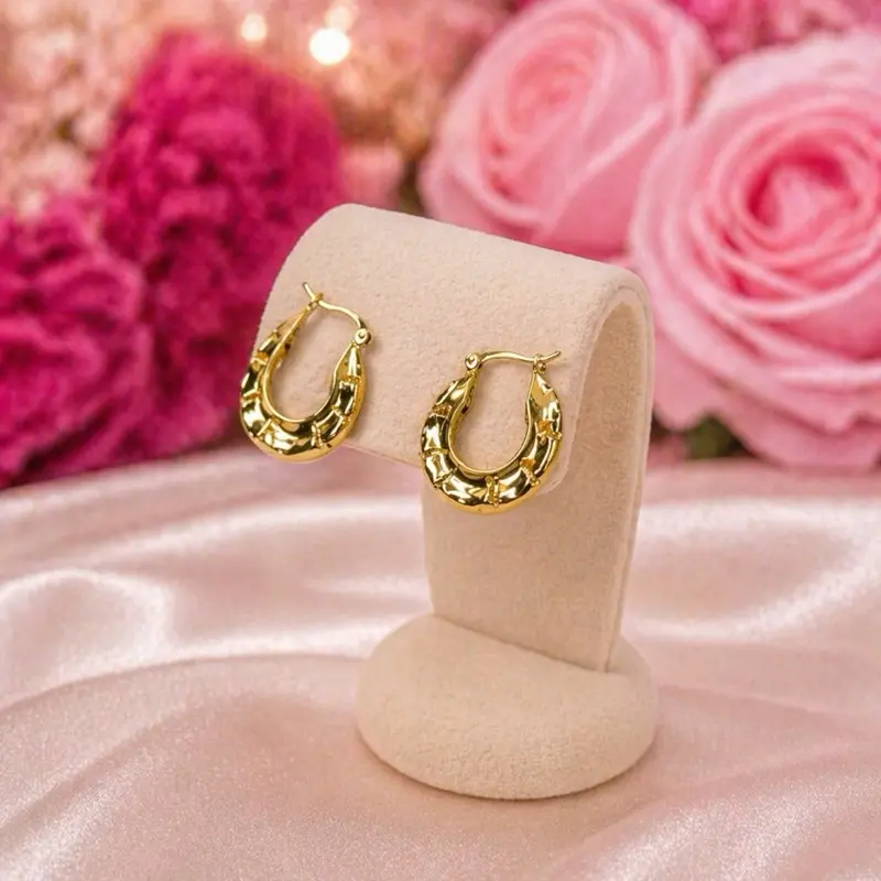 Chunky Gold Geometric Hollow Hoop Earrings for BS Jewelry