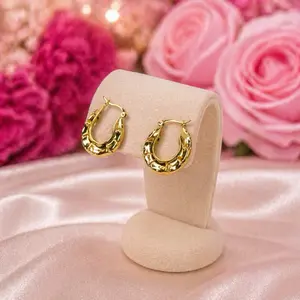 Chunky Gold Geometric Hollow Hoop Earrings for BS Jewelry