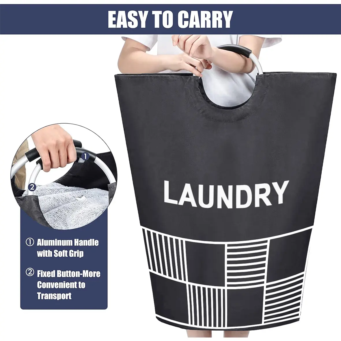 115L Extra Large Laundry Basket, Tall Clothes Hamper with Handles, Foldable Laundry Storage Bag for Bedroom, Dorm and Closet Organization