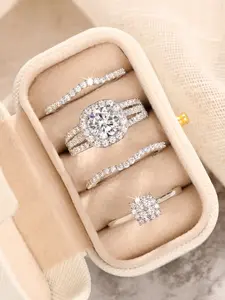 Women's Copper Ring Set, Casual Style Jewelry Gift Box Included, All-Seasons Accessory for Weddings & Anniversaries