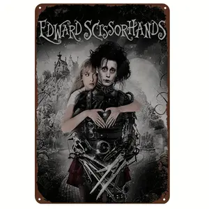Vintage Edward Scissorhands Metal Tin Sign - 8" x 12" Retro Decorative Wall Art - Perfect for Man Cave, Bar, Cafe, Garage, or Farmhouse Decoration - Unique Gift for Movie Fans