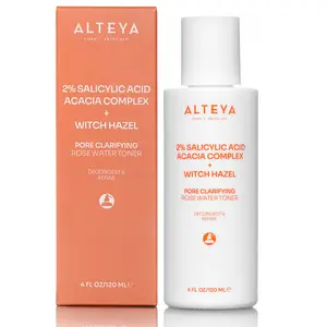ALTEYA INC 2% Salicylic Acid Pore Clarifying Toner with Witch Hazel & Rose Water for Decongesting Refining Normal Oily Skin 4oz