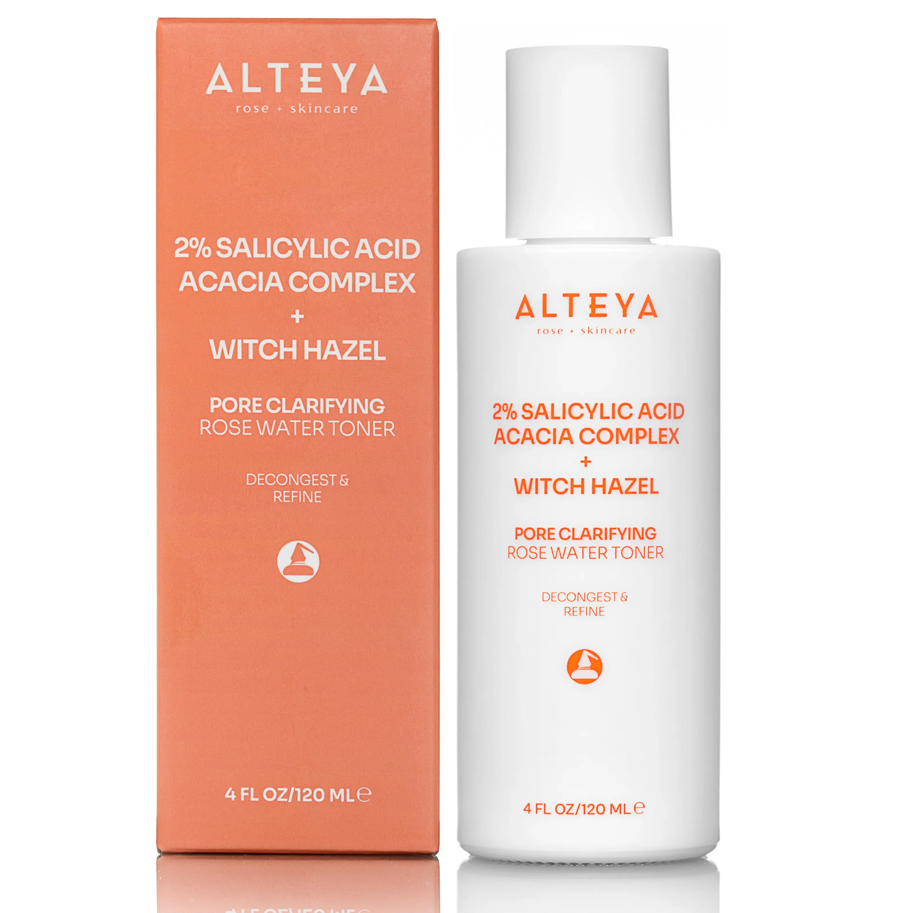 ALTEYA INC 2% Salicylic Acid Pore Clarifying Liquid Toner - Acne Care Unisex Organic Adults Toner with Witch Hazel (Tames Oily Shine), Rose Water, Phthalate-Free for Normal-Oily Skin (4oz)