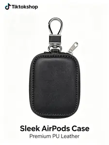 PU Universal Ring Clip Zipper Earphone Case, Compatible with Apple Bluetooth-compatible AirPods 4, Small Item Storage Bag, Protective Cover