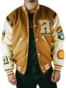 Retro Brown Gorilla Varsity Jacket Heavyweight Menswear