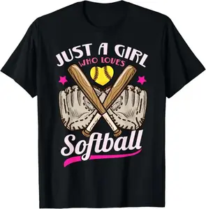 Softball Just a Girl Who Loves Softball Softball Player T-Shirt