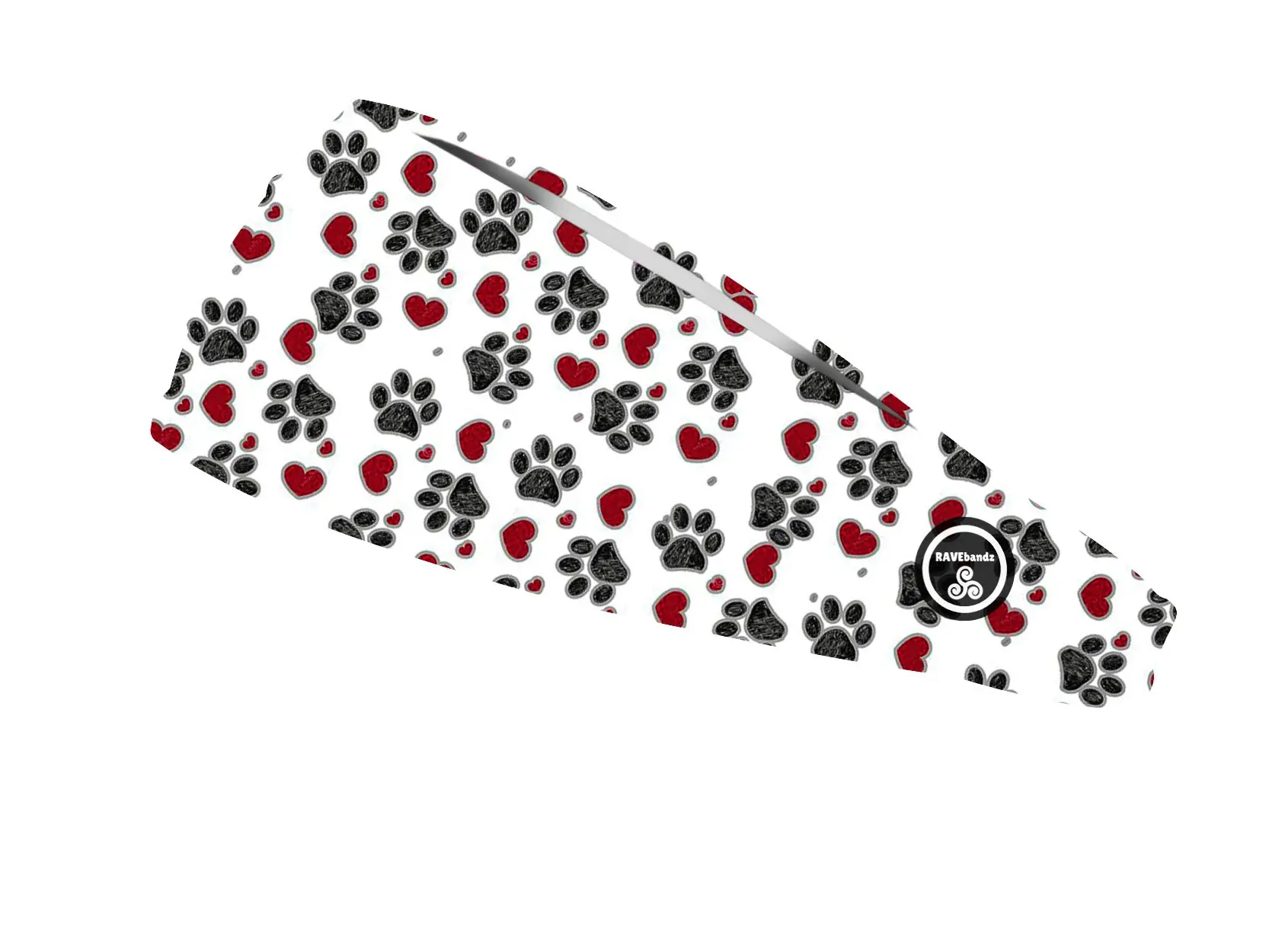 RAVEbandz The Pro - Wide Stretch Headband (Paws & Hearts)