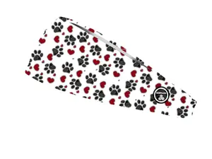RAVEbandz The Pro - Wide Stretch Headband (Paws & Hearts)