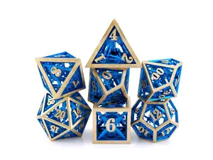 Hollow Metal Dueling Blades DnD Dice Set - 7-Piece Crossed Swords RPG Dice for Tabletop Games