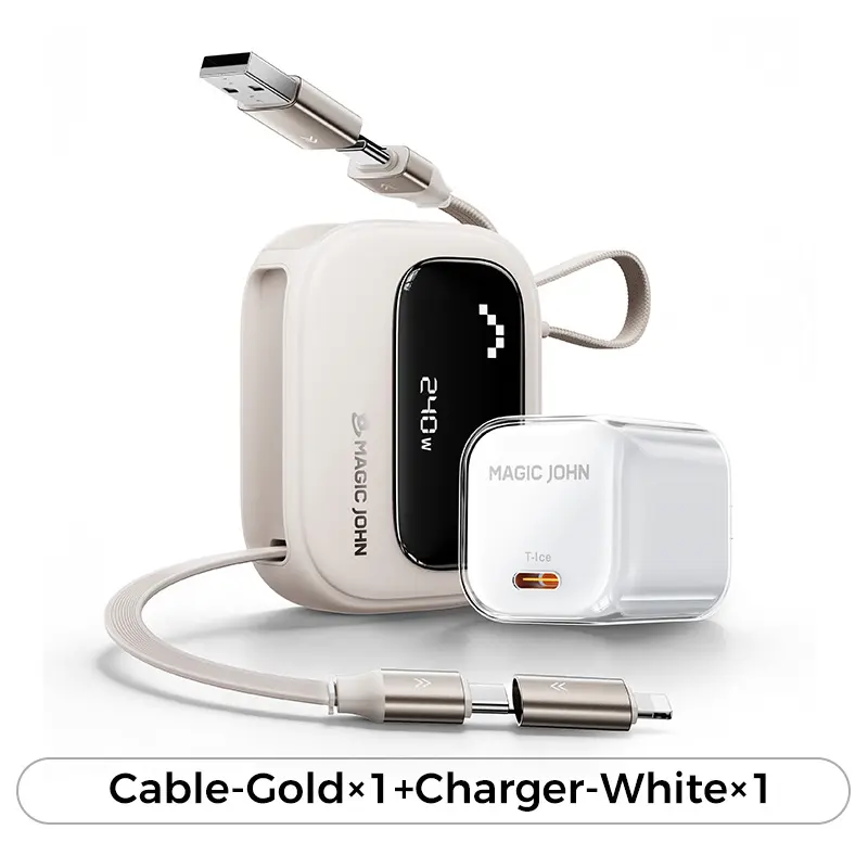 Data Cable-Gold+Charger-White