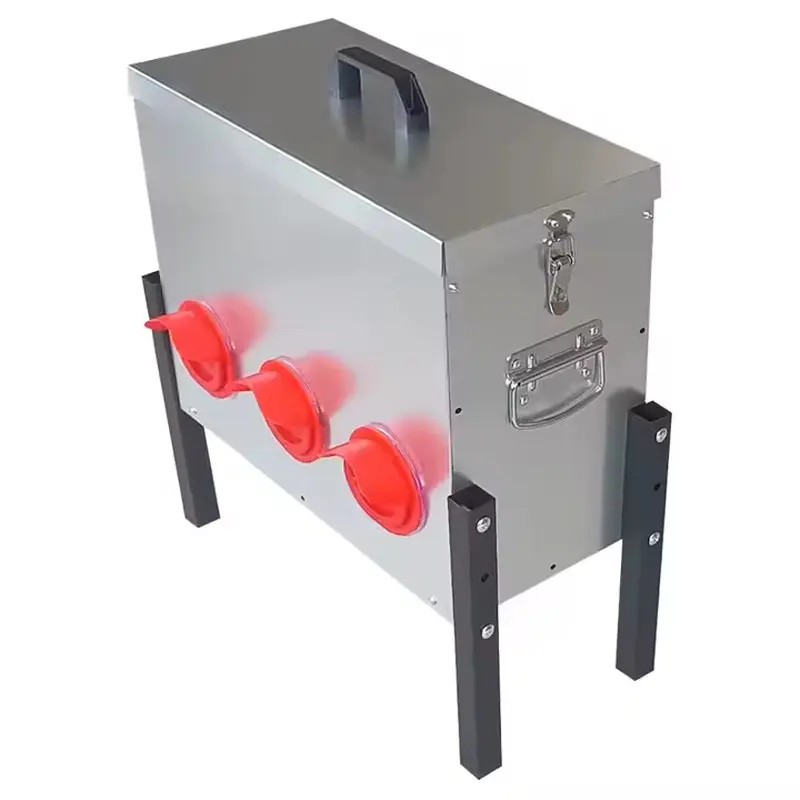 Automatic Chicken Feeder 6 Ports, No Waste Poultry Feeder Box with Lid, Weatherproof Large Capacity Hen