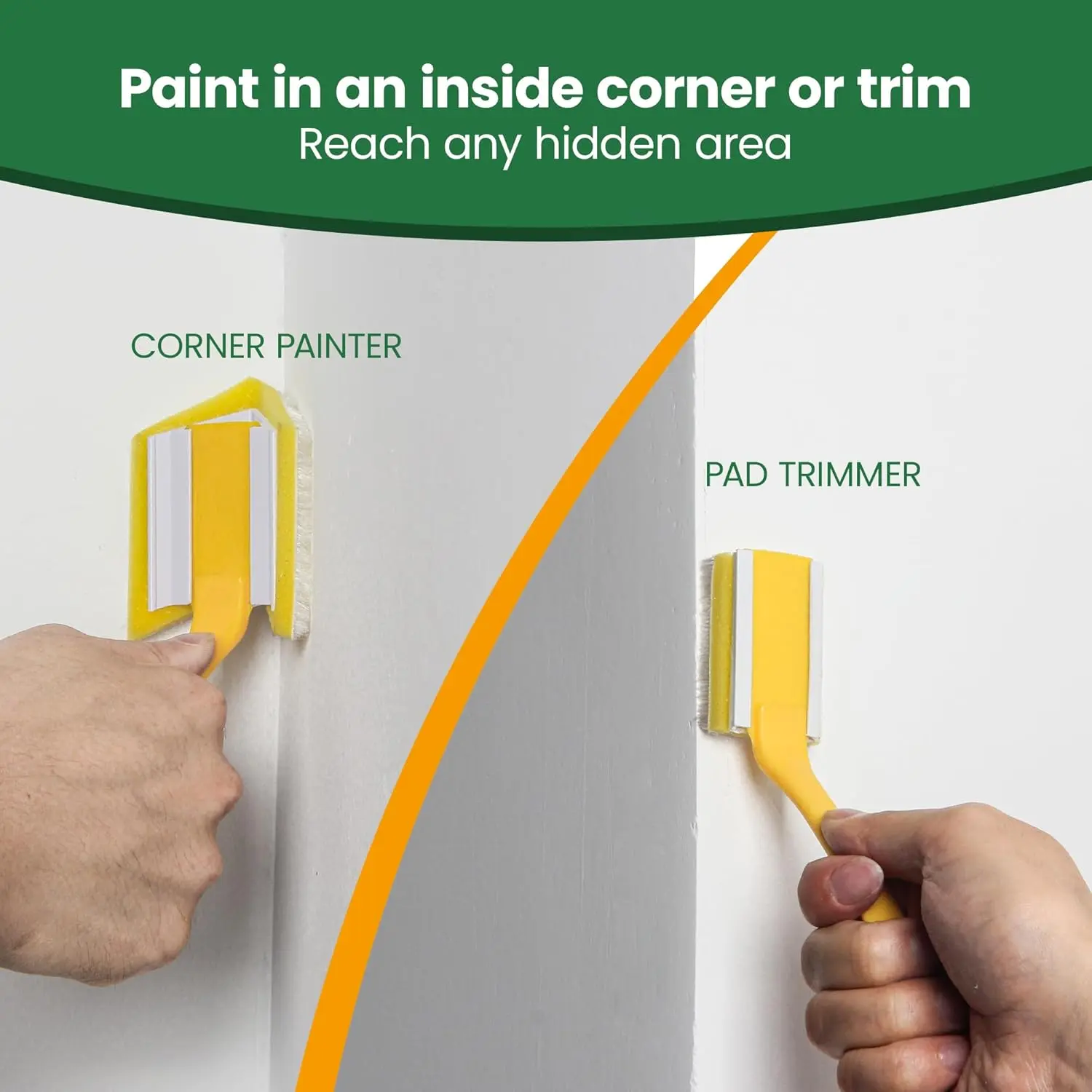 Paint Edger Tool Kit, 9 Inch Paint Pad Set, 7 PCS Paint Edger with Trim, Touch-Up Pad,Corner Wall and Ceiling Pad Painter,360° Rotation Handle Paint Edger Trimmer with Refill Pads
