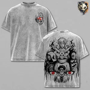 Obito Uchiha Washed Tee – Naruto Anime Manga T-Shirt, Mangekyo Sharingan Kamui Space Time Ninjutsu Vintage Graphic, Unisex Oversized Streetwear, Anime Battle Shirt