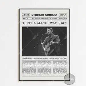 Sturgill Simpson Retro Newspaper Print Unframed, Turtles All the Way Down Poster, Lyrics Print, Sturgill Simpson Poster, Country Music poster