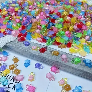 Resin Mini Turtle Pendant Set, 100/200 Pieces with Storage Box, Glossy Flat-Bottomed, Multicolor, Ideal for DIY Crafts & Scrapbooking